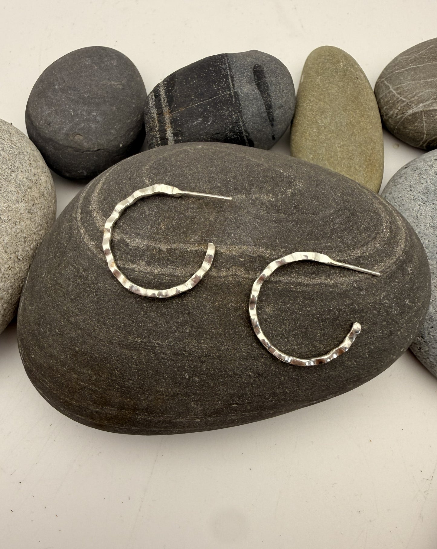 Wavy Half Hoop Silver Earrings