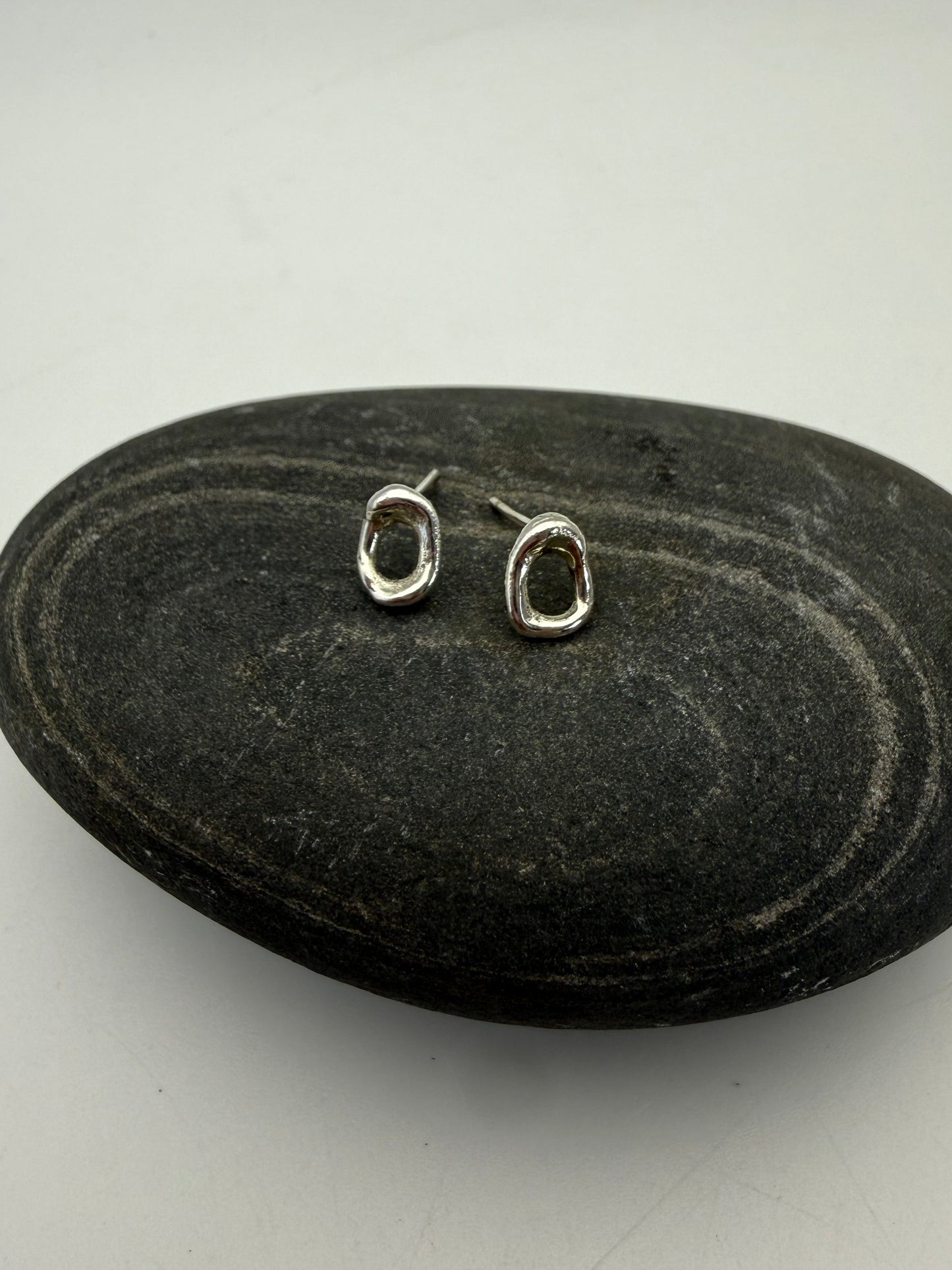 Molten Silver Stud Earrings