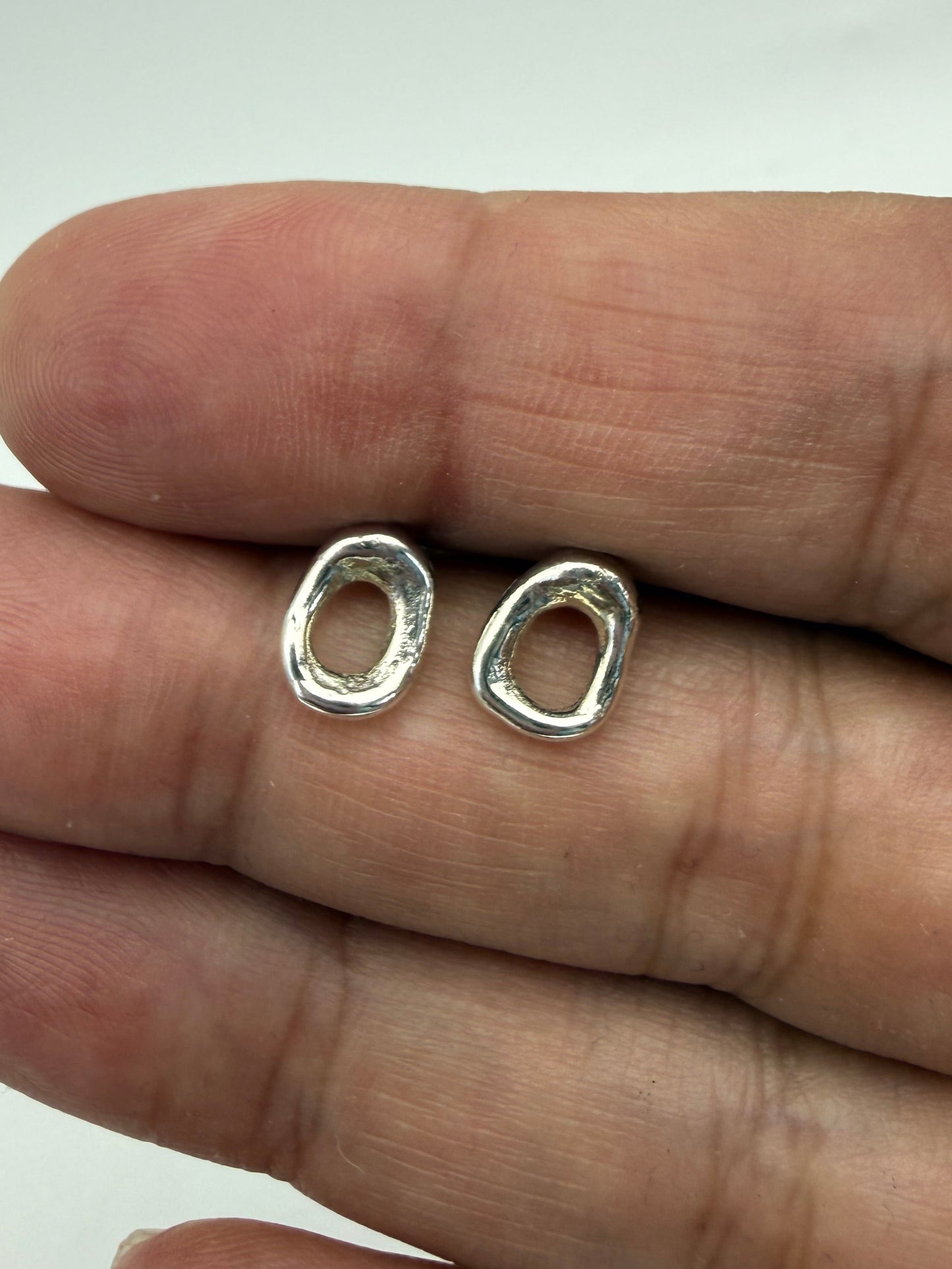 Molten Silver Stud Earrings