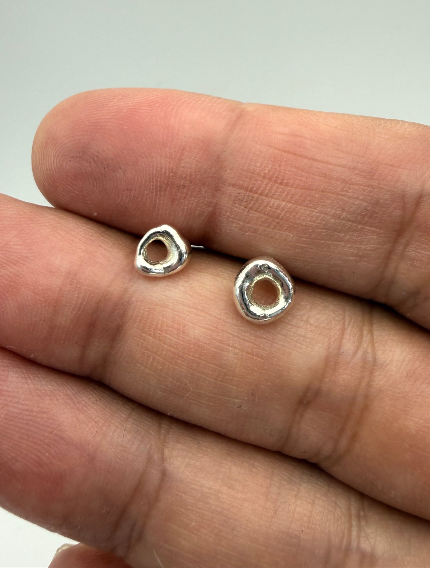 Molten Silver Stud Earrings