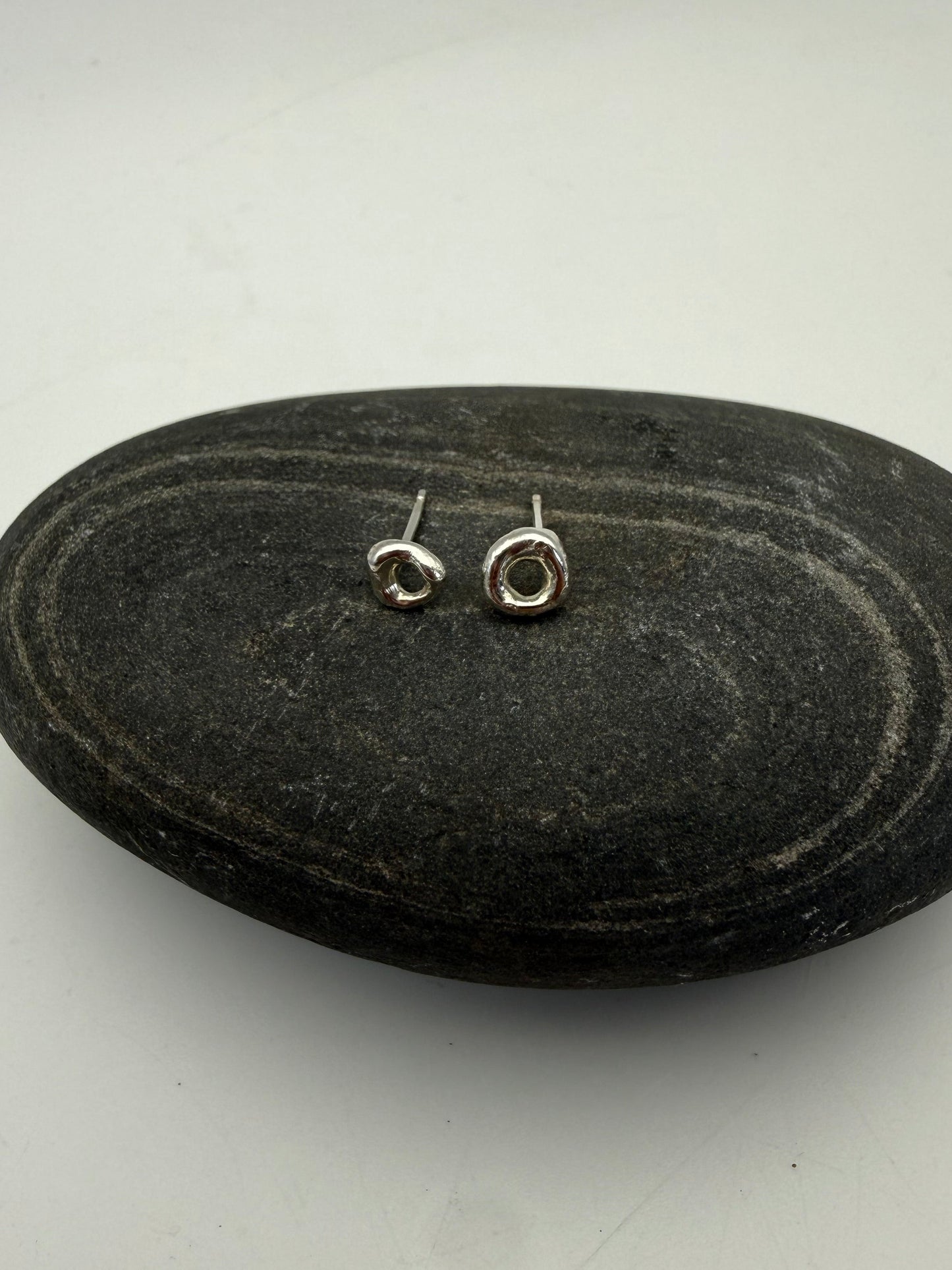Molten Silver Stud Earrings