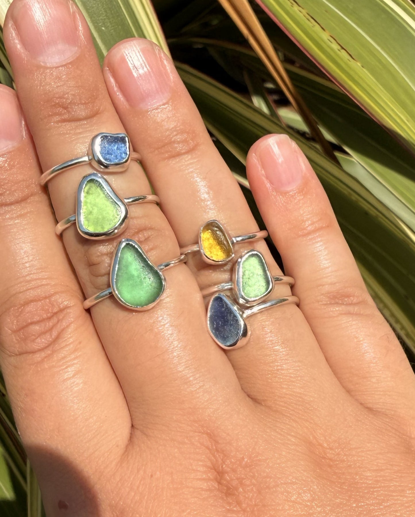 Custom Made Sea Glass and Sterling Silver Ring