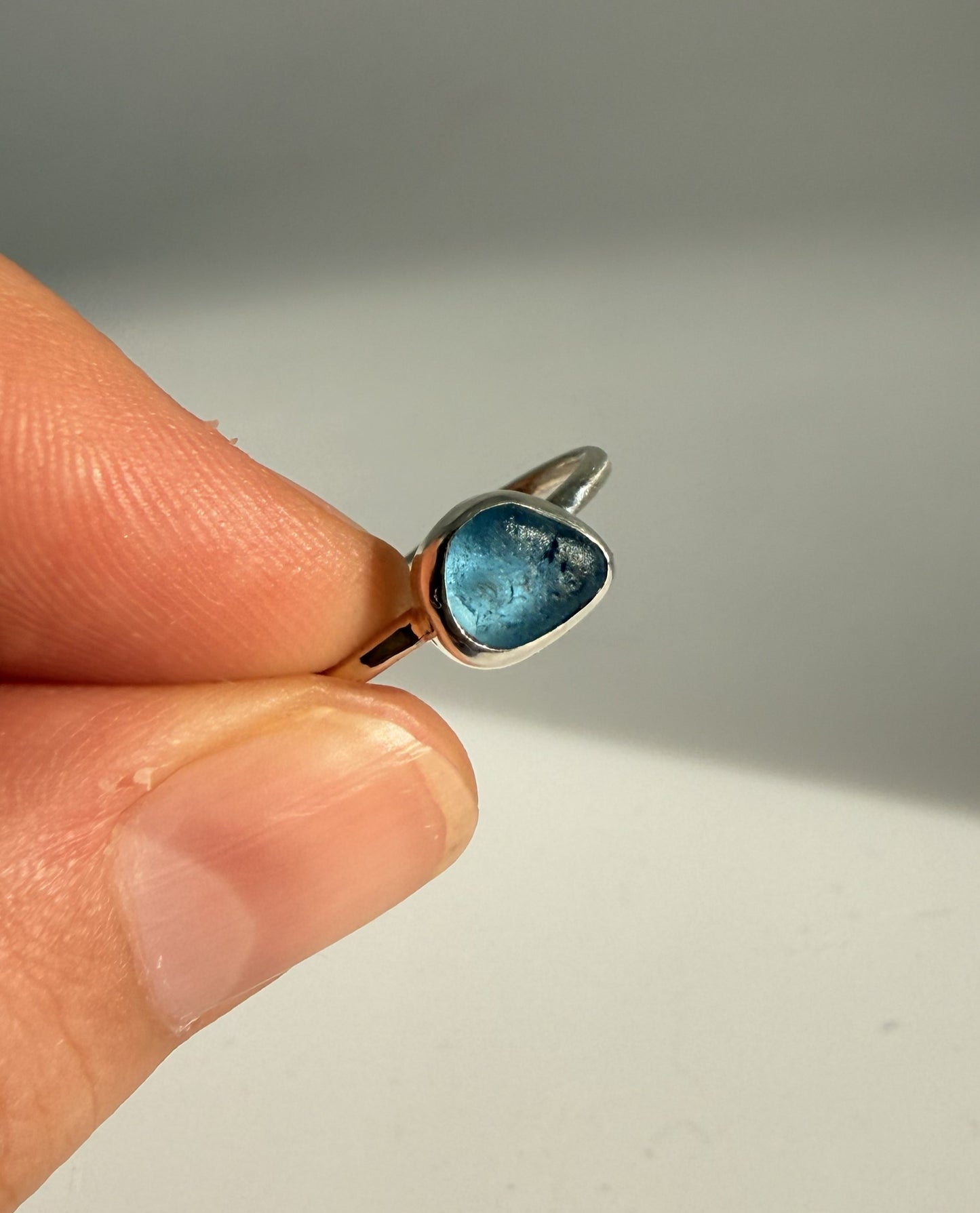 Custom Made Sea Glass and Sterling Silver Ring
