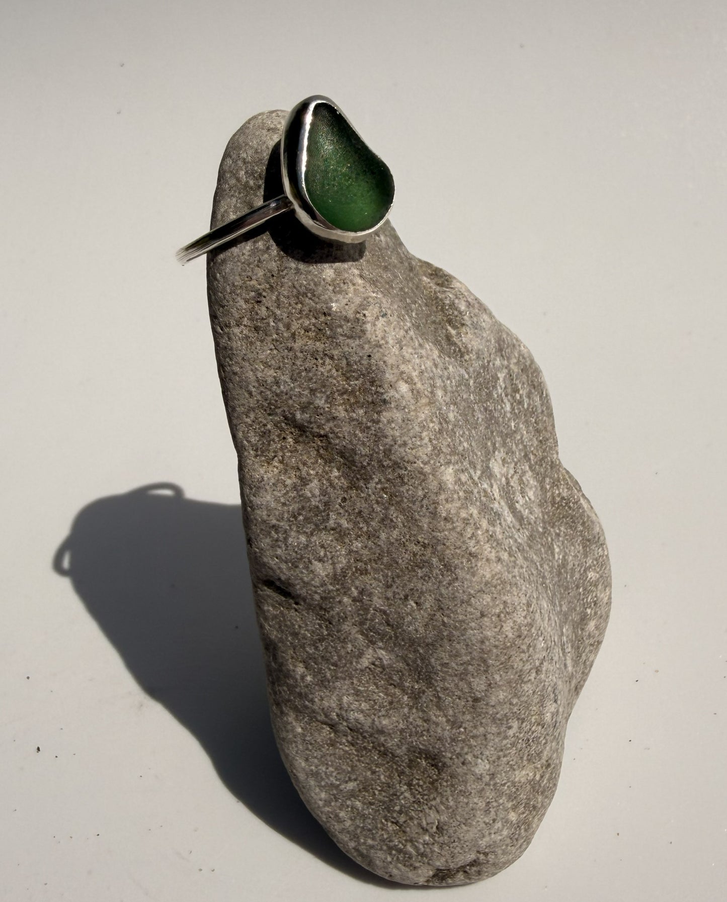 Custom Made Sea Glass and Sterling Silver Ring