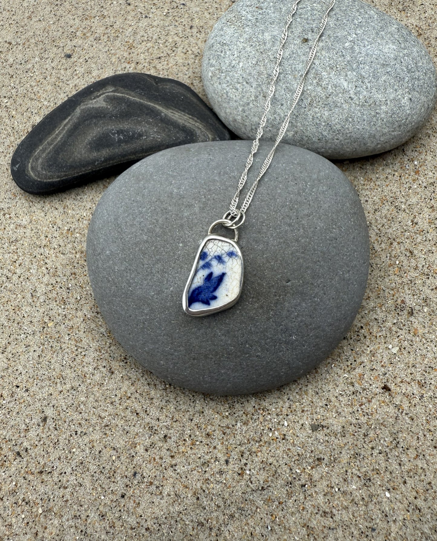 Sea Pottery Necklace- Bluebells