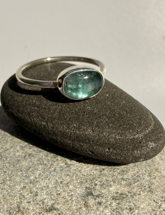 Silver Kyanite Ring. Size R