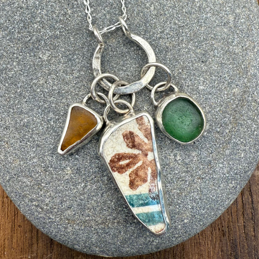 Ocean Treasures Charm Necklace - Amber and Green