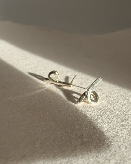Sterling Silver Twisted Knotted Stud Earrings 