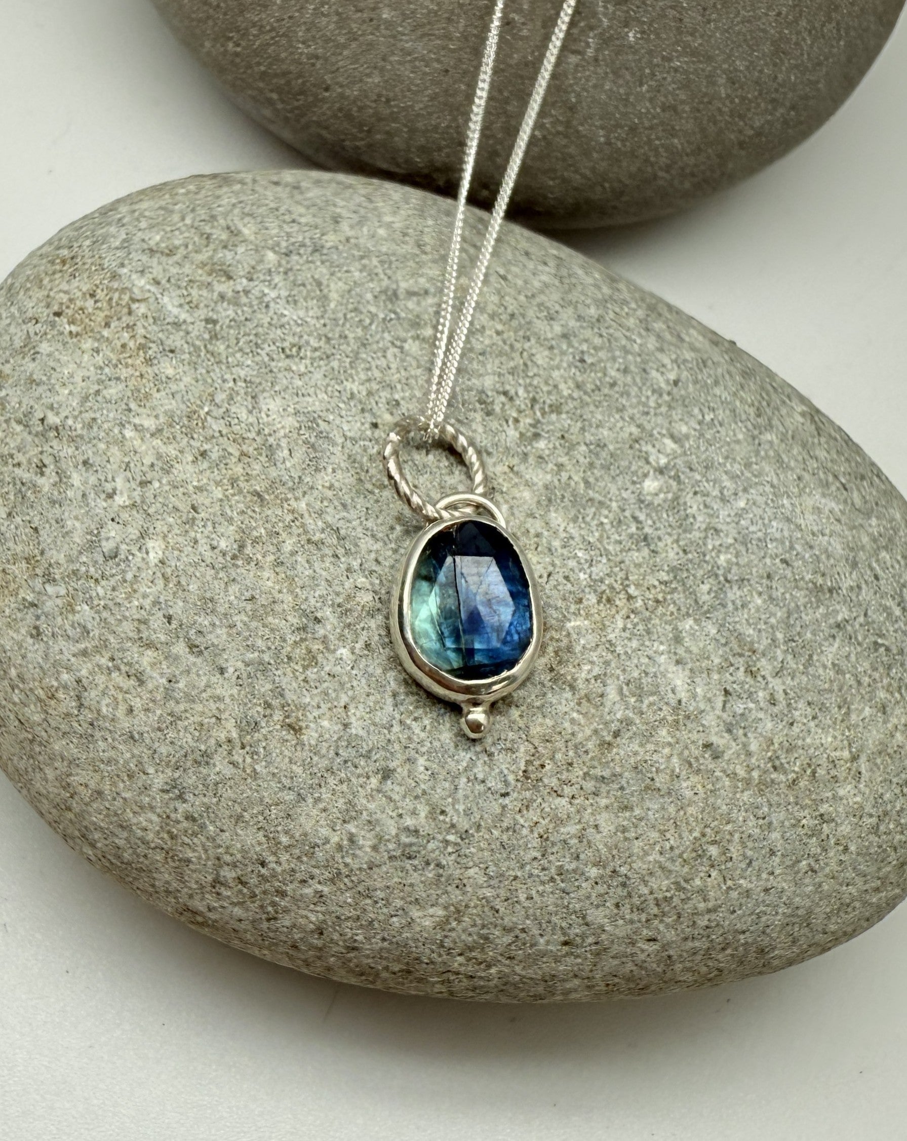 silver kyanite pendant 