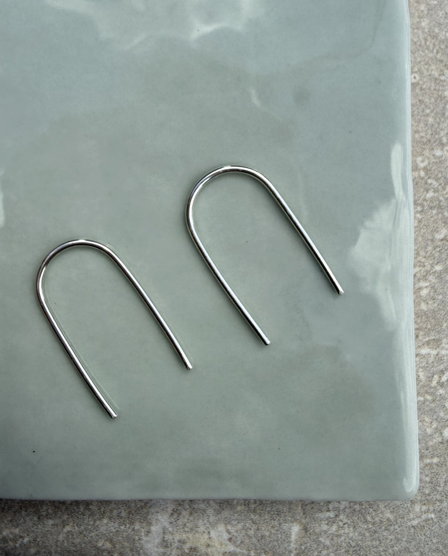 Sterling Silver U-Shape Threader Pin Earrings