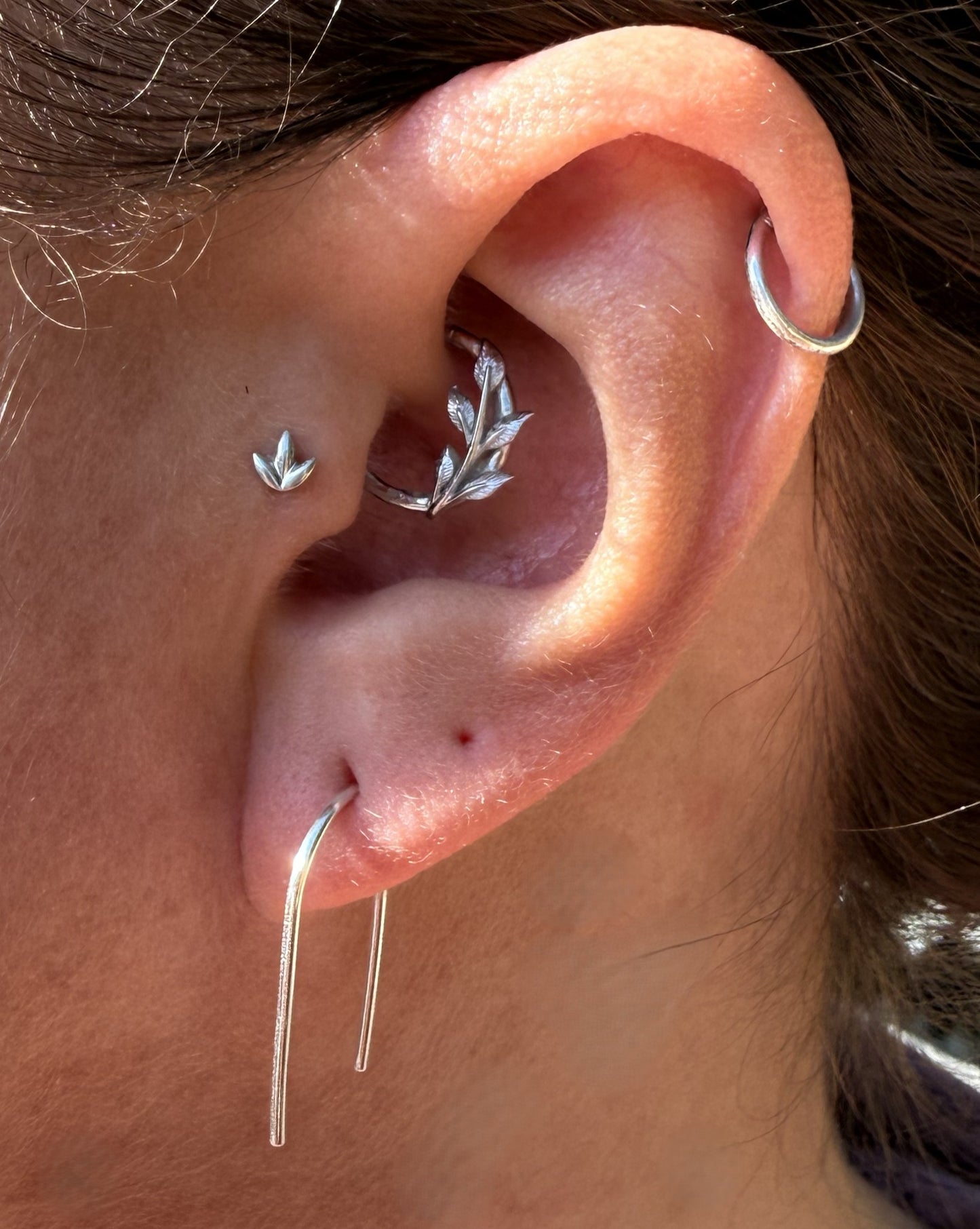 Sterling Silver U-Shape Threader Pin Earrings