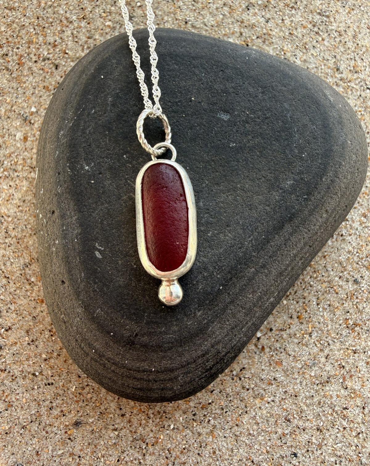 Red Sea Glass Sterling Silver Pendant Necklace Red Sea Glass Sterling Silver Pendant Emma Nixon Jewellery