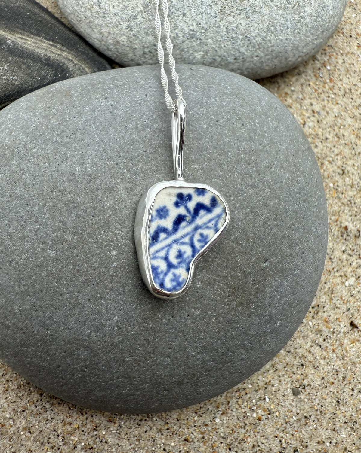 Sea Pottery Necklace- Blue Floral Necklace Sea Pottery Necklace- Blue Floral Emma Nixon Jewellery