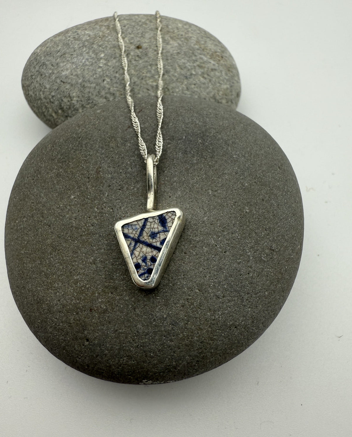 Sea Pottery Pendant - Blue and White Necklace Sea Pottery Pendant - Blue and White Emma Nixon Jewellery