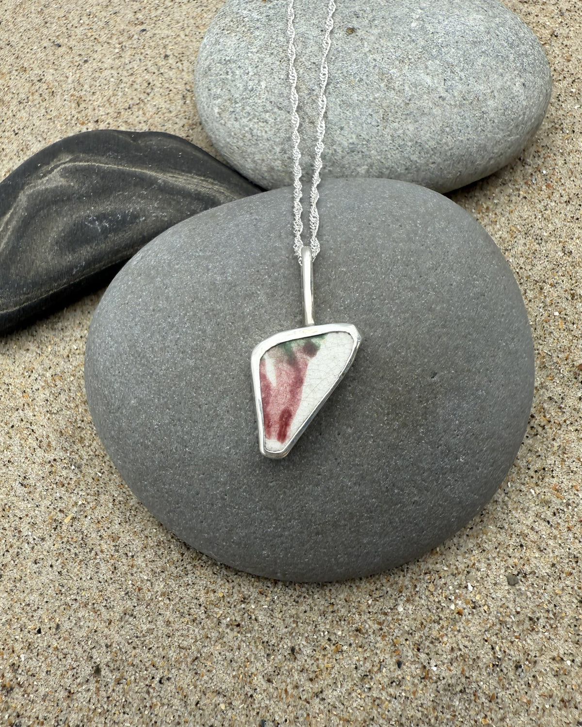 Sea Pottery Pendant - Pink and Green Necklace Sea Pottery Pendant - Pink and Green Emma Nixon Jewellery