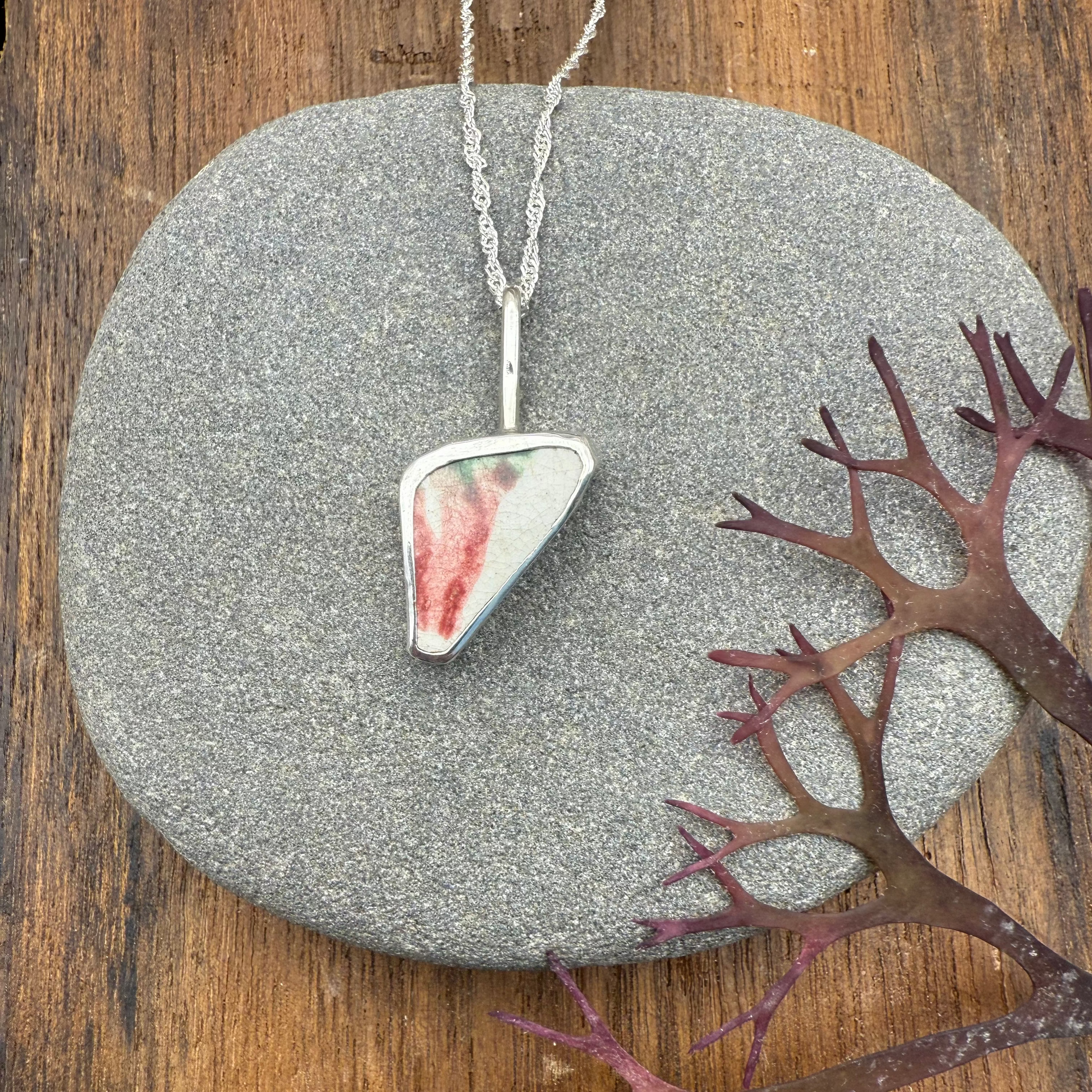 Sea Pottery Pendant - Pink and Green Necklace Sea Pottery Pendant - Pink and Green Emma Nixon Jewellery