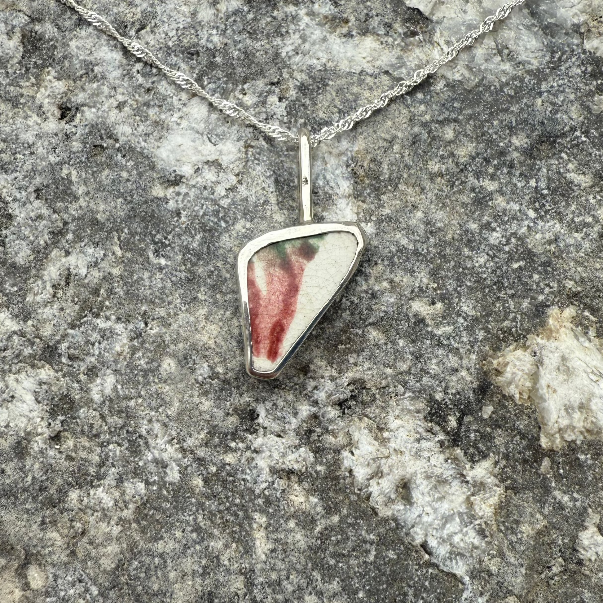 Sea Pottery Pendant - Pink and Green Necklace Sea Pottery Pendant - Pink and Green Emma Nixon Jewellery