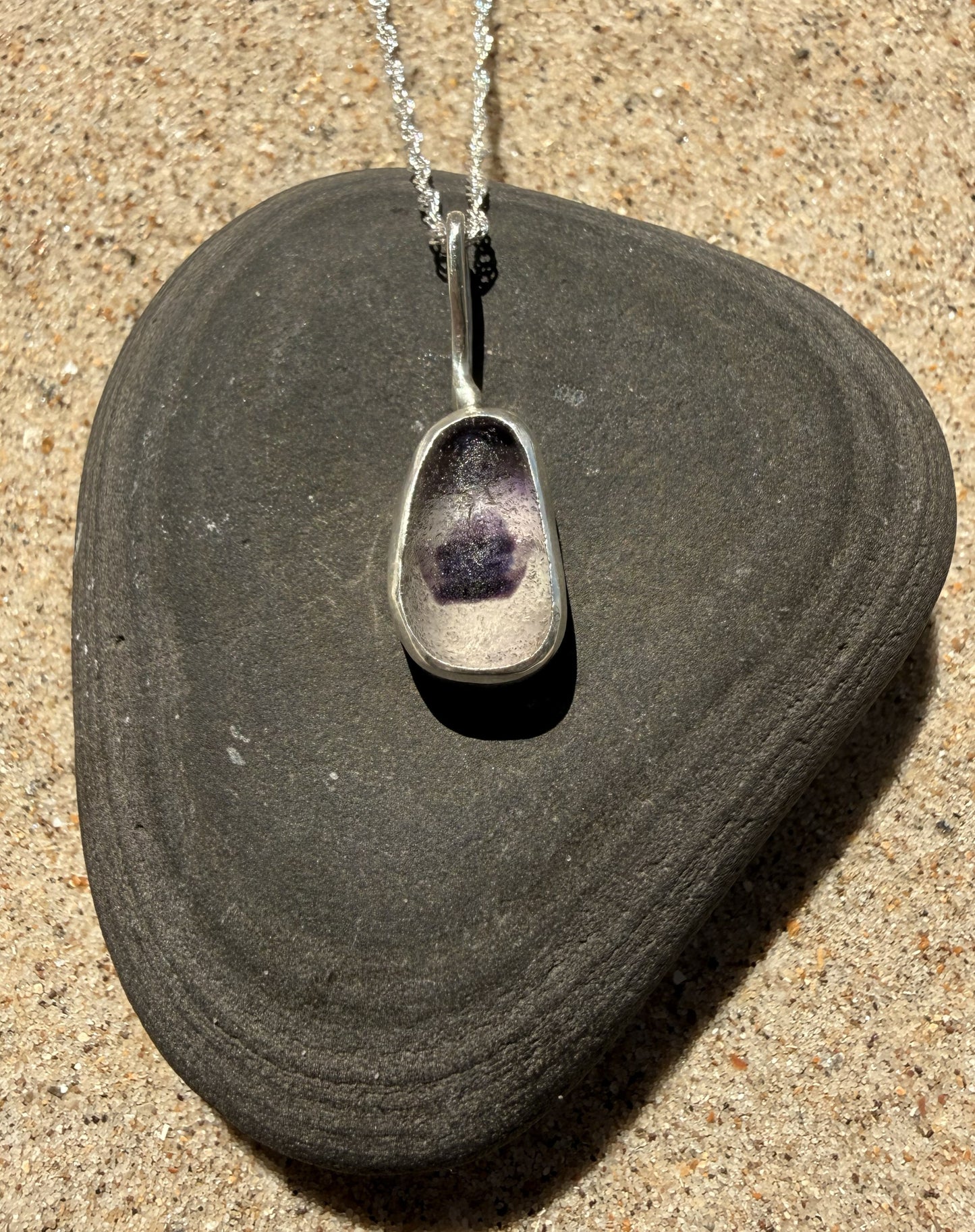 Purple Multi Seaham Sea Glass Sterling Silver Pendant