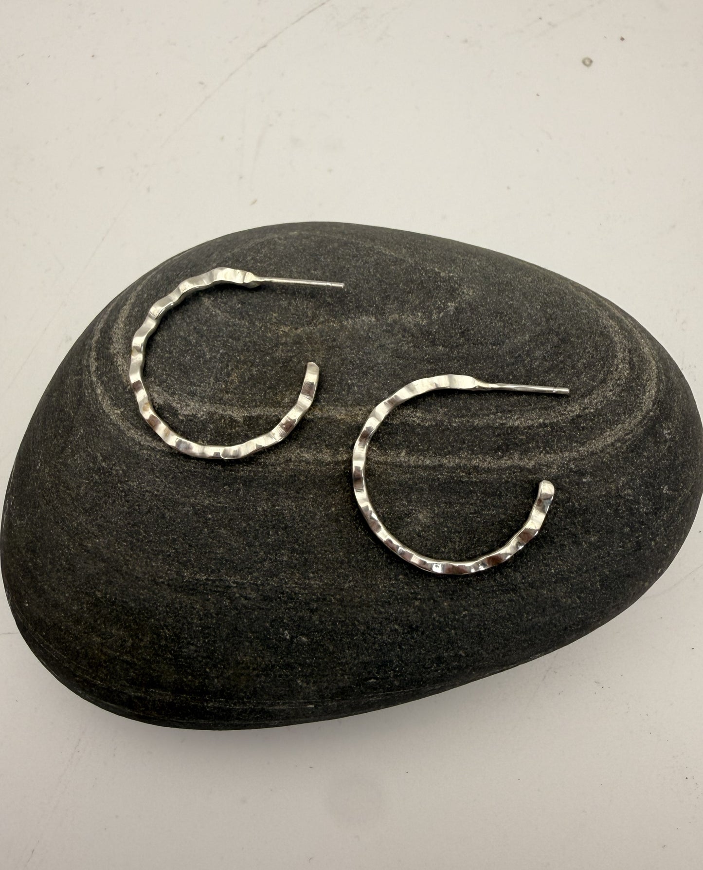 Wavy Half Hoop Silver Earrings