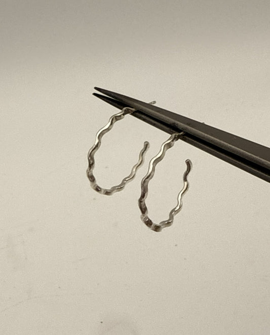 Wavy Half Hoop Silver Earrings