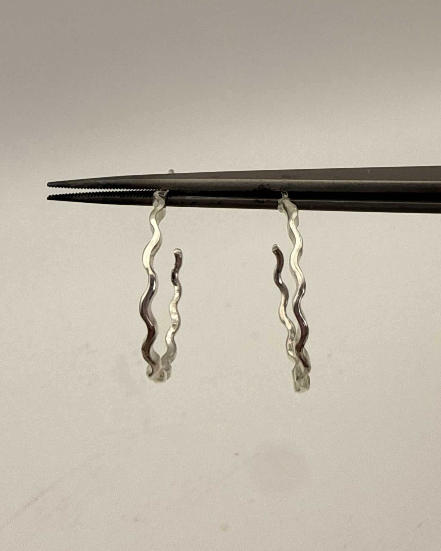 Wavy Half Hoop Silver Earrings