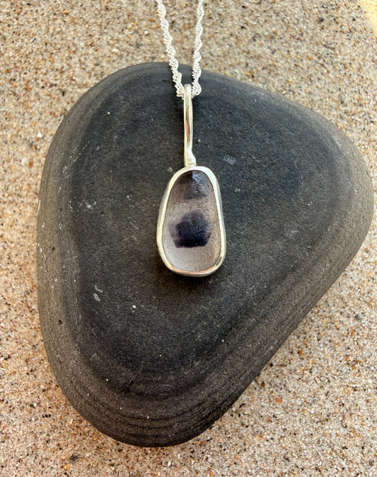 Purple Multi Seaham Sea Glass Sterling Silver Pendant